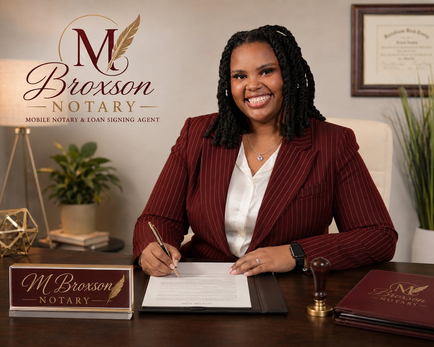Malia Broxson at her desk